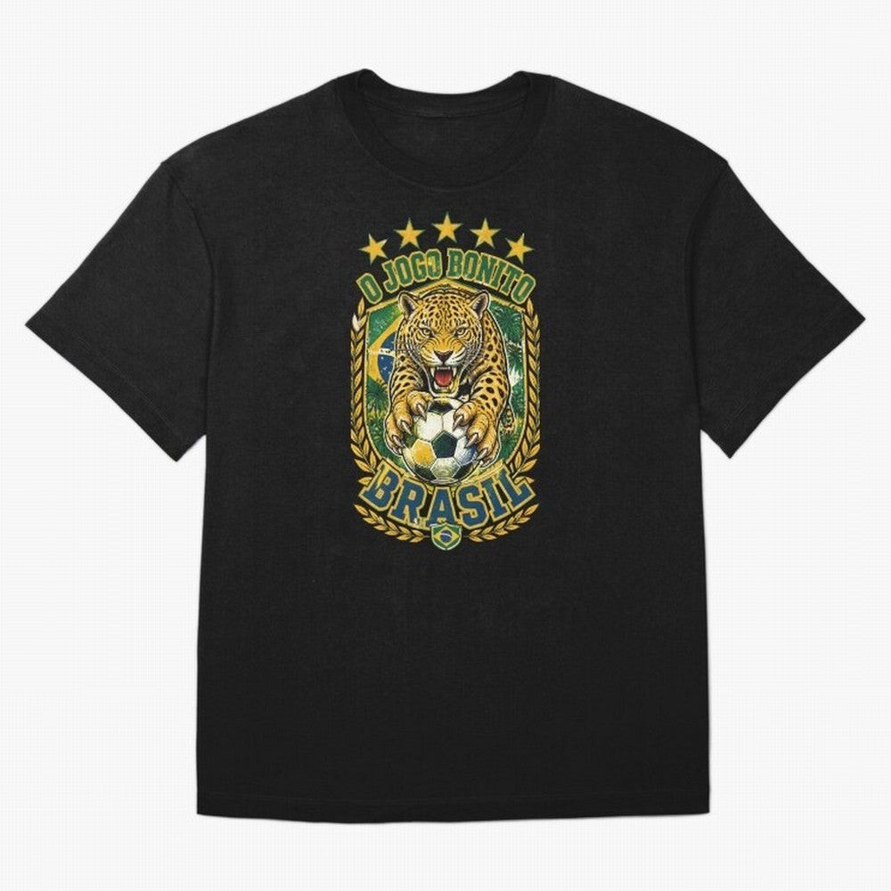 Brazil Soccer Jaguar - O Jogo Bonito Vintage 5 Stars Football Fan T-Shirt Classic T-Shirt Bring Legendary Rivalry Energy to the FIFA World Cup 2026 Journey through Mbappe Highlights, England Pride, Worldwide Fan Energy, Dramatic Goals, Stadium
