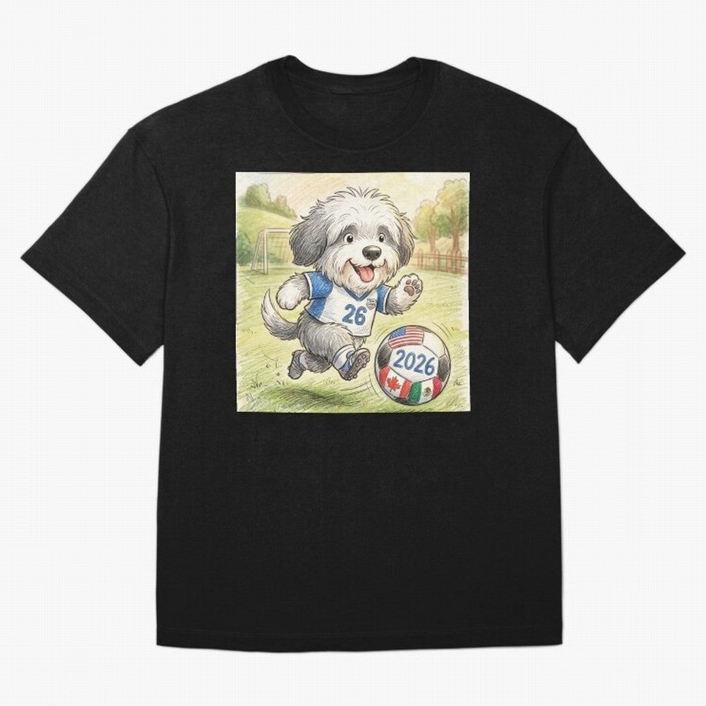 Cute Sheepdog Soccer Star - 2026 World Cup Fluffy Puppy Classic T-Shirt Carry Match Day Hype around FIFA World Cup 2026, Messi, Neymar and Mbappe, Argentina, France and Brazil, Football History, Final Match Energy, Crowd Noise and Once in a