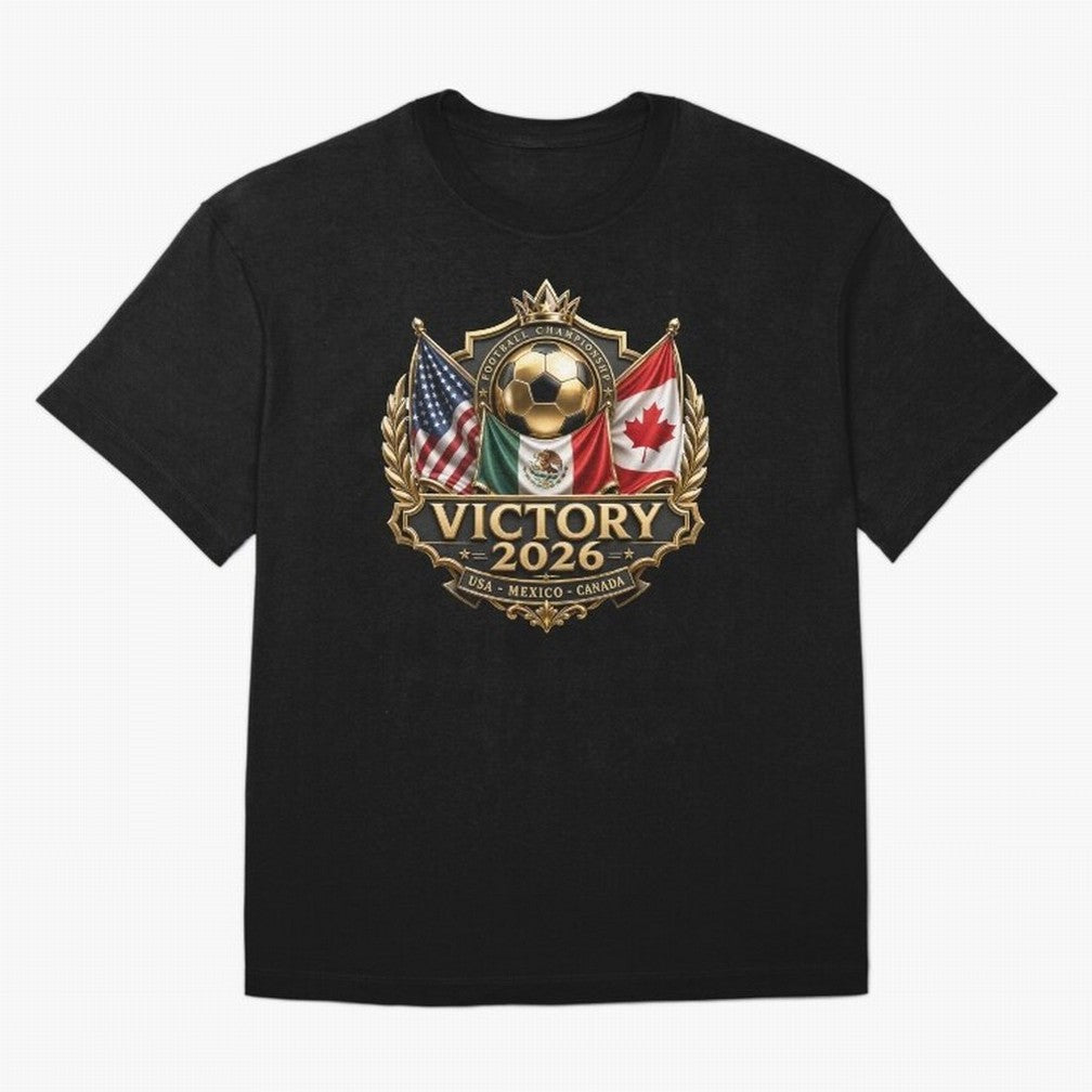 Victory 2026 USA Mexico Canada Football Crest Classic T-Shirt Stand Proud for the FIFA World Cup 2026 USA Canada Mexico Journey through Haaland Highlights, France and Portugal Pride, Football Passion, Legendary Performances, Festival Vibes and