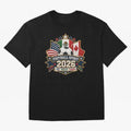 Football Spirit 2026 USA Mexico Canada Patch Design Classic T-Shirt Follow Match Day Hype around FIFA World Cup 2026 USA Canada Mexico, Cristiano Ronaldo, Brazil, Tournament Hype, Historic Matchups, Family Viewing Parties and Global Sports Pride;