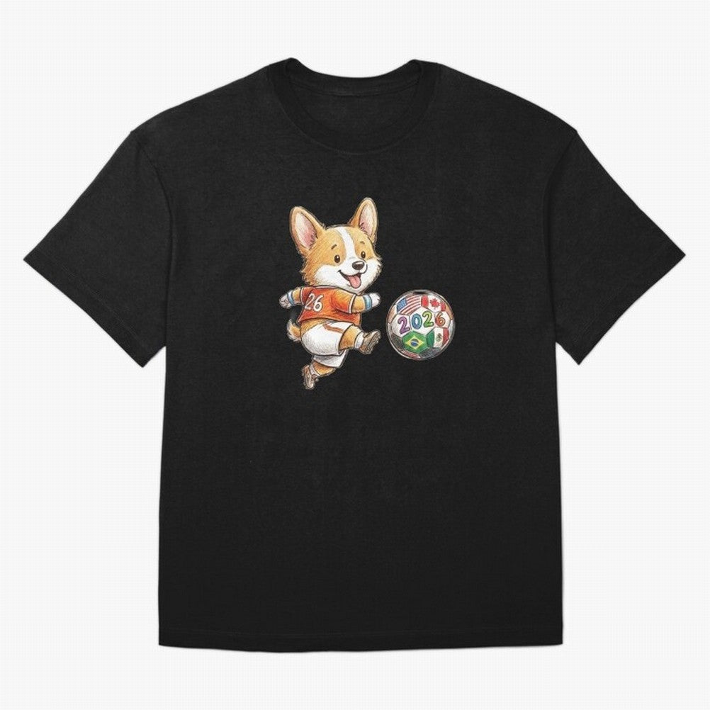 Cute Corgi Soccer Striker - 2026 World Cup Orange Jersey Classic T-Shirt Back the Journey through FIFA World Cup 2026 Celebrating Cristiano Ronaldo, Argentina and Brazil Energy, Goal Celebration Energy, Supporter Heritage, Football Icons and
