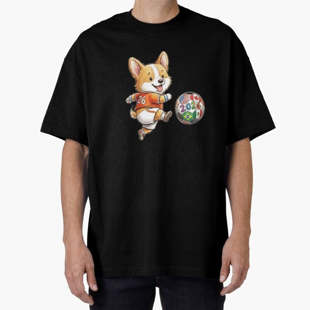 Cute Corgi Soccer Striker - 2026 World Cup Orange Jersey Classic T-Shirt Back the Journey through FIFA World Cup 2026 Celebrating Cristiano Ronaldo, Argentina and Brazil Energy, Goal Celebration Energy, Supporter Heritage, Football Icons and