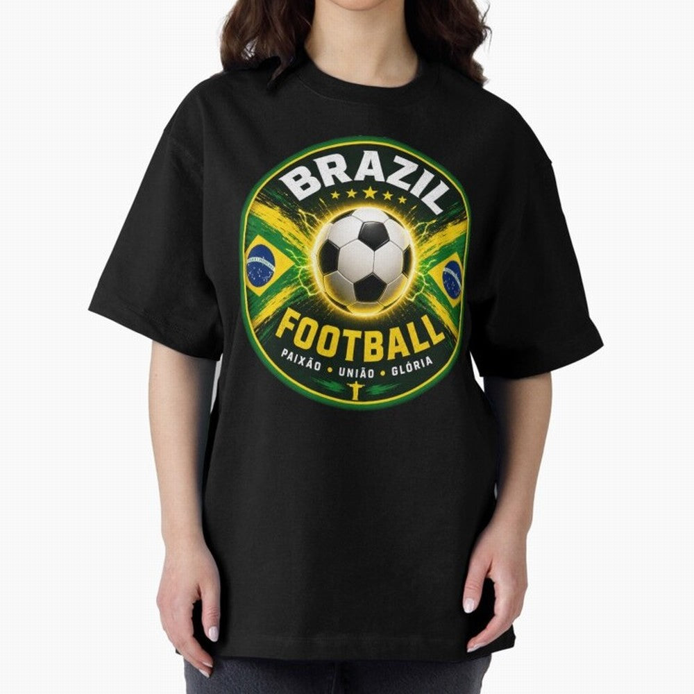Elegant Brazil Football Emblem Classic T-Shirt Celebrate National Team Dreams in FIFA World Cup 2026 for Fans of CR7 and Spain and Netherlands, Bringing Football Passion, Legendary Performances, Festival Vibes and Supporter Community; Made for