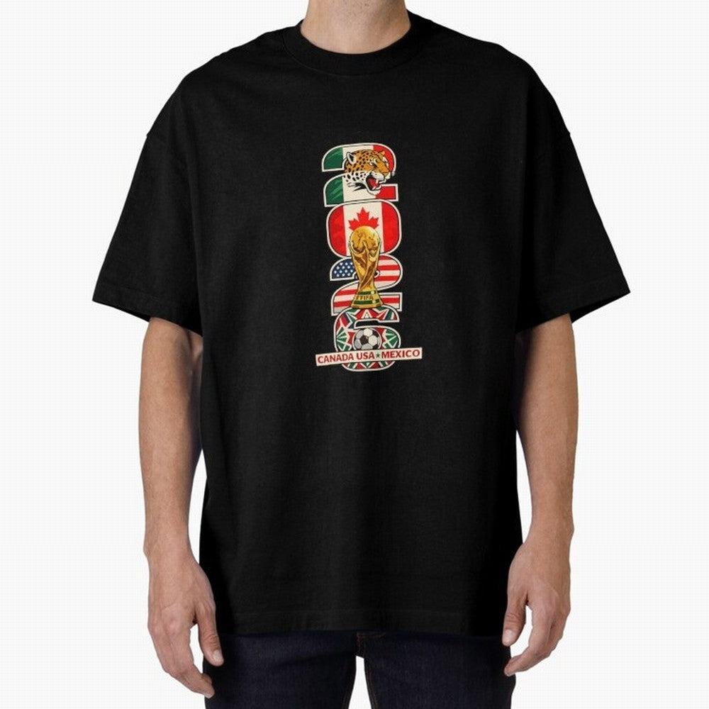 Vertical Host Nations Landmark Art Classic T-Shirt Turn Up for FIFA World Cup 2026 USA Canada Mexico Driven by Messi and Cristiano Ronaldo, Portugal, Spain and Germany Energy, Championship Spirit, Famous Goals, Roaring Crowds and International