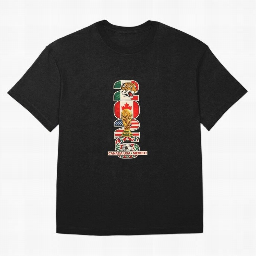 Vertical Host Nations Landmark Art Classic T-Shirt Turn Up for FIFA World Cup 2026 USA Canada Mexico Driven by Messi and Cristiano Ronaldo, Portugal, Spain and Germany Energy, Championship Spirit, Famous Goals, Roaring Crowds and International