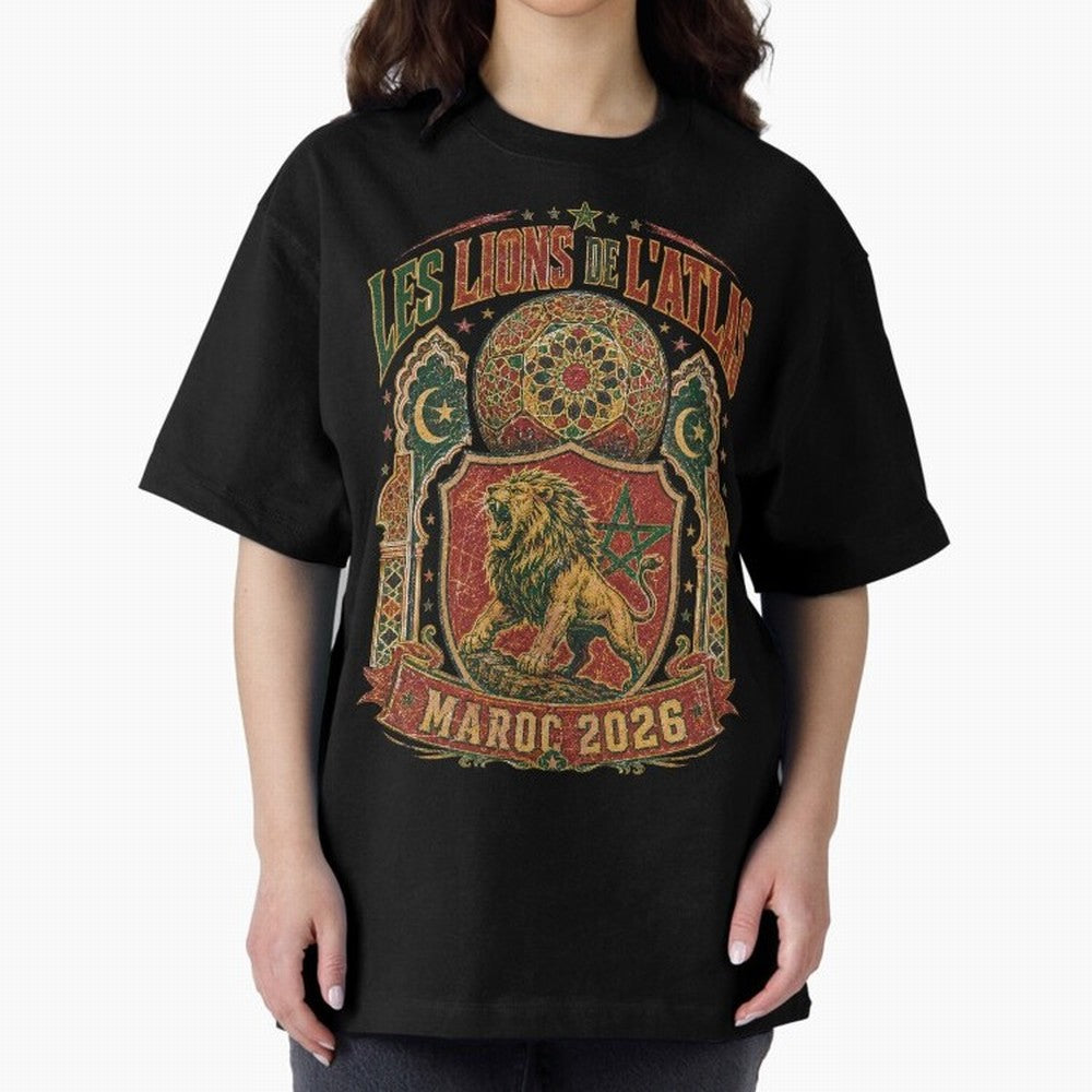 Lions De L'Atlas Maroc 2026 World Cup Soccer T-Shirt Classic T-Shirt Celebrate the Stars of FIFA World Cup 2026 USA Canada Mexico for Fans of CR7 and Messi and Germany, Bringing Worldwide Fan Energy, Dramatic Goals, Stadium Lights and Championship