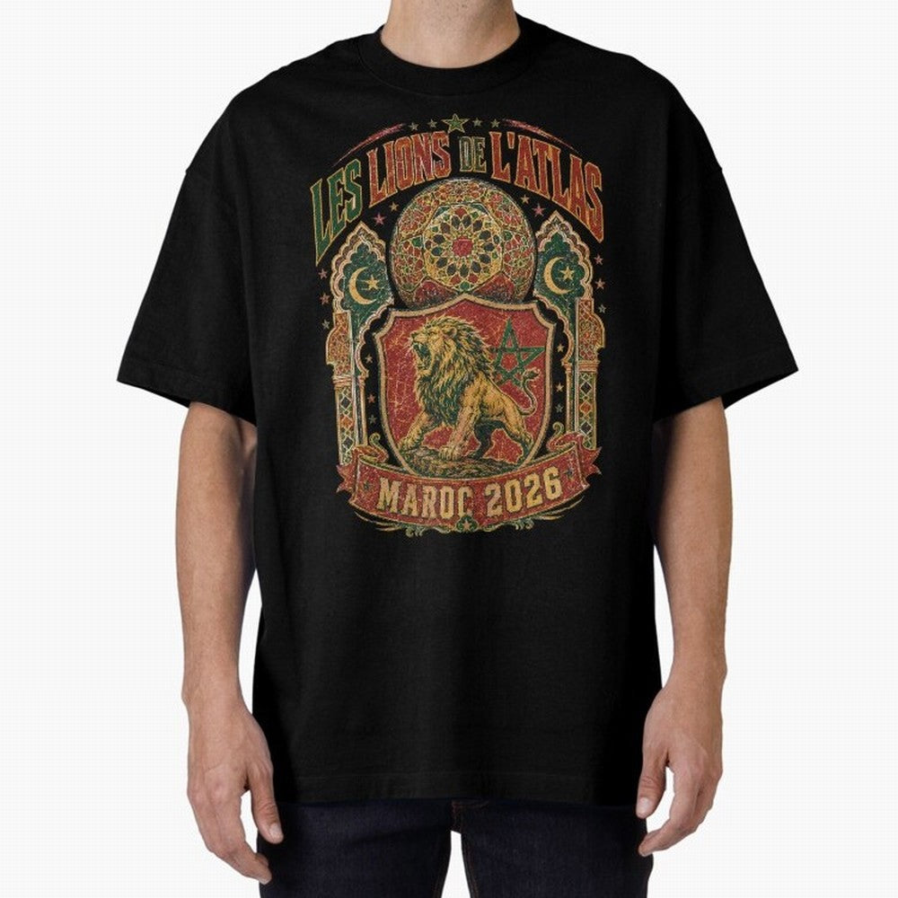 Lions De L'Atlas Maroc 2026 World Cup Soccer T-Shirt Classic T-Shirt Celebrate the Stars of FIFA World Cup 2026 USA Canada Mexico for Fans of CR7 and Messi and Germany, Bringing Worldwide Fan Energy, Dramatic Goals, Stadium Lights and Championship