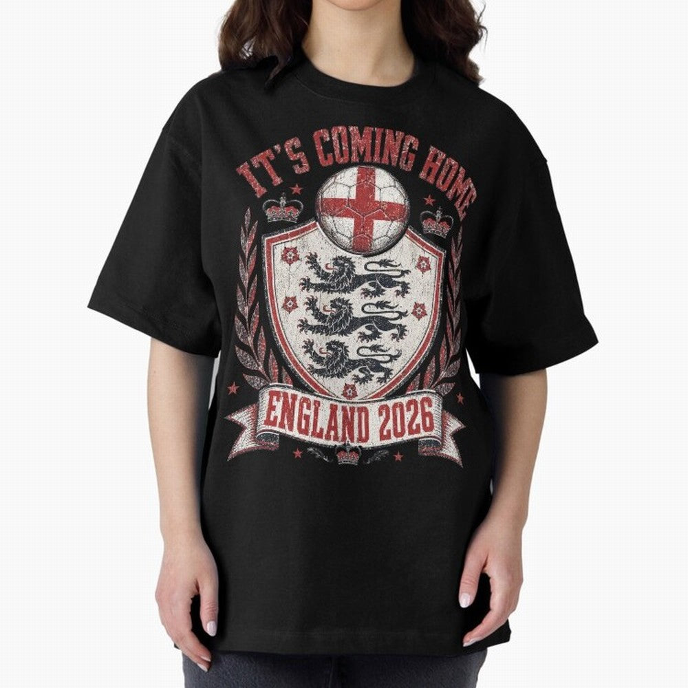 It's Coming Home England 2026 World Cup Soccer T-Shirt Classic T-Shirt Bring Trophy Dreams to FIFA World Cup 2026 Group Stage Spirit, Centered on Brazil, Portugal and Argentina, Haaland, Vintage Soccer Flavor, Modern Football Stars, National Flags
