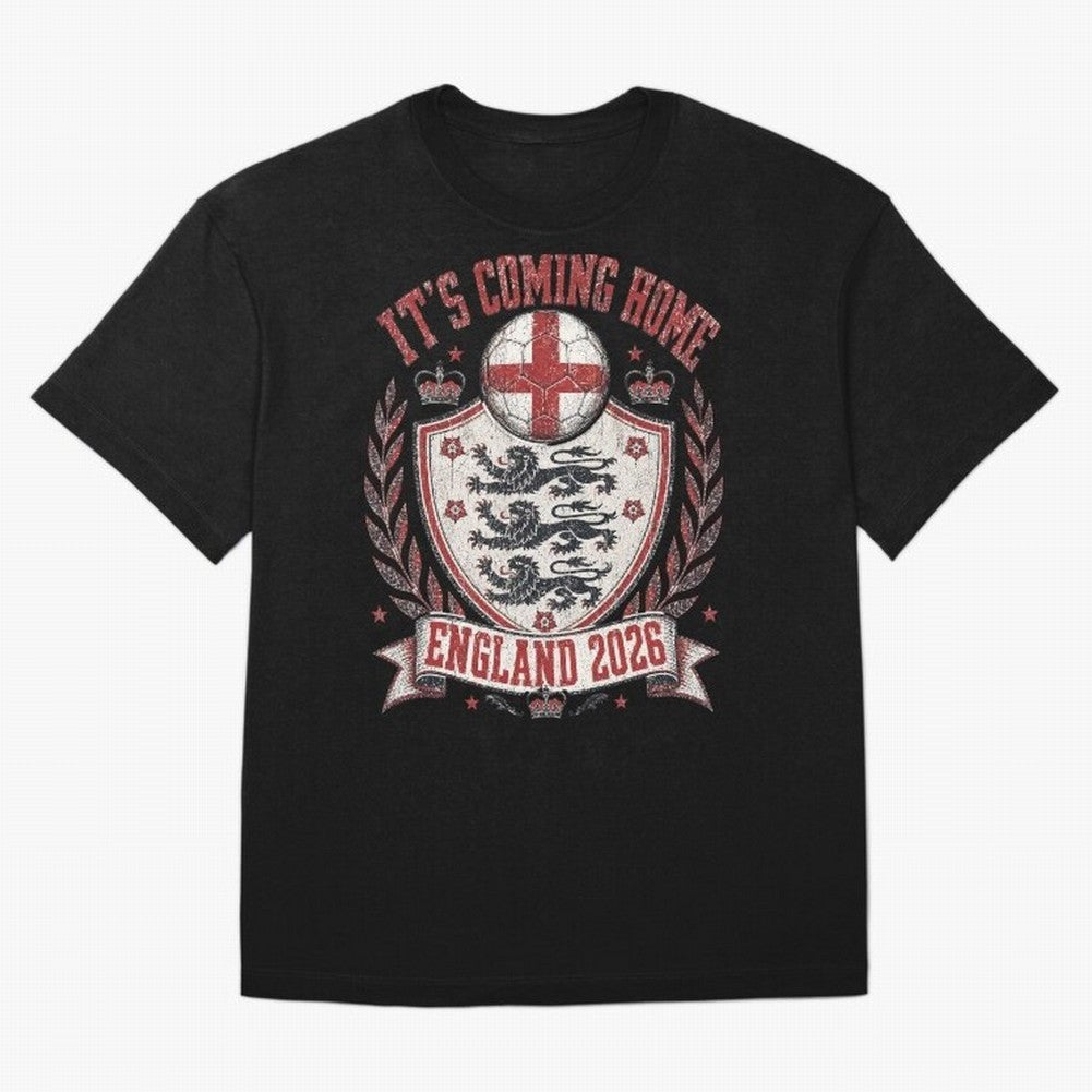 It's Coming Home England 2026 World Cup Soccer T-Shirt Classic T-Shirt Bring Trophy Dreams to FIFA World Cup 2026 Group Stage Spirit, Centered on Brazil, Portugal and Argentina, Haaland, Vintage Soccer Flavor, Modern Football Stars, National Flags