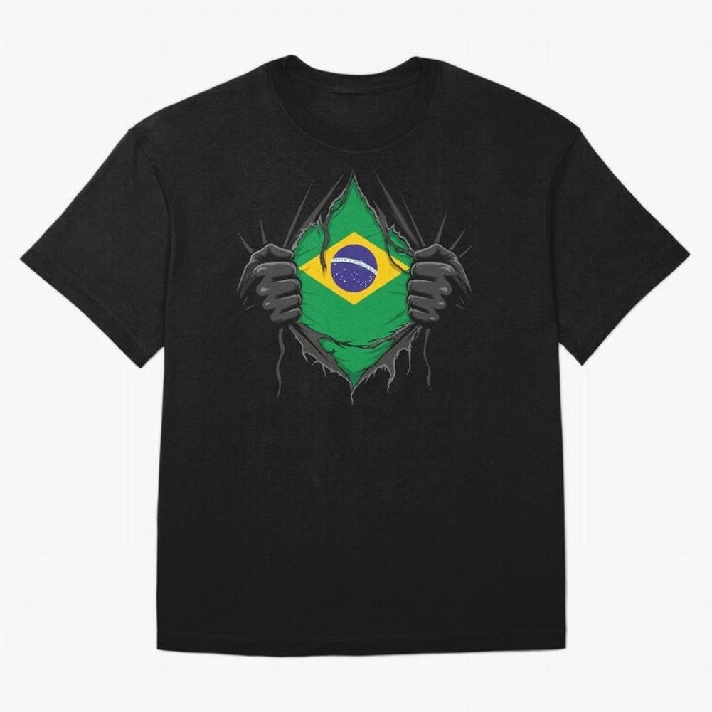 Brazil Flag - National Team Fans Classic T-Shirt Show Championship Spirit for FIFA World Cup 2026 Capturing Haaland and Mbappe, Spain and Netherlands Energy, Football Festival Excitement, Trophy Ambitions, Country Rivalries and Star Player Buzz;