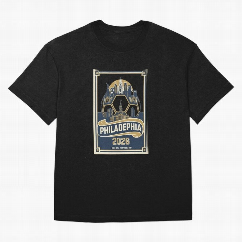 Philadelphia 2026 ¨C Vintage Soccer Host City Tee Classic T-Shirt Celebrate the Stars of FIFA World Cup 2026 Spirit, Built around Spain and Netherlands, Mbappe, Sports Nostalgia, International Competition, Famous Players and Unforgettable