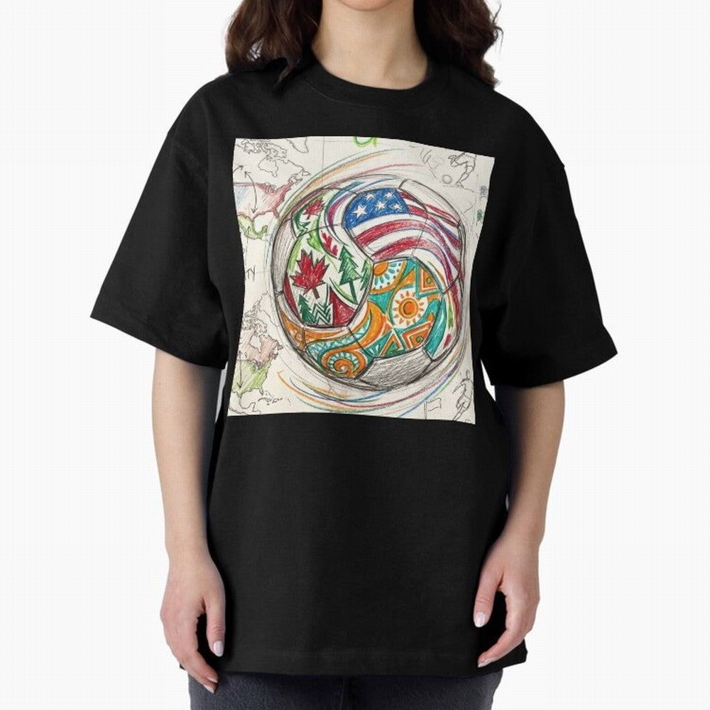 FIFA 2026 World Cup Unity Ball - Hand-Drawn Host Nations Art Classic T-Shirt Remember the FIFA World Cup 2026 USA Canada Mexico Journey through Neymar, Haaland and Cristiano Ronaldo Highlights, Argentina and Brazil Pride, Worldwide Fan Energy,
