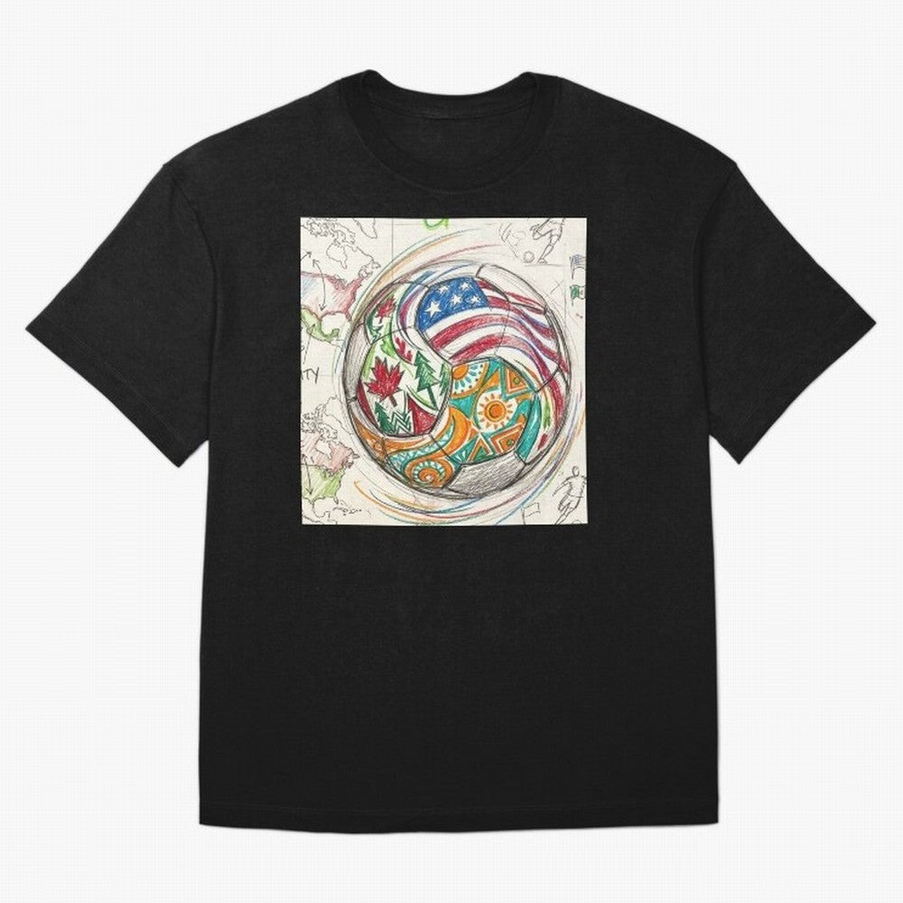 FIFA 2026 World Cup Unity Ball - Hand-Drawn Host Nations Art Classic T-Shirt Remember the FIFA World Cup 2026 USA Canada Mexico Journey through Neymar, Haaland and Cristiano Ronaldo Highlights, Argentina and Brazil Pride, Worldwide Fan Energy,