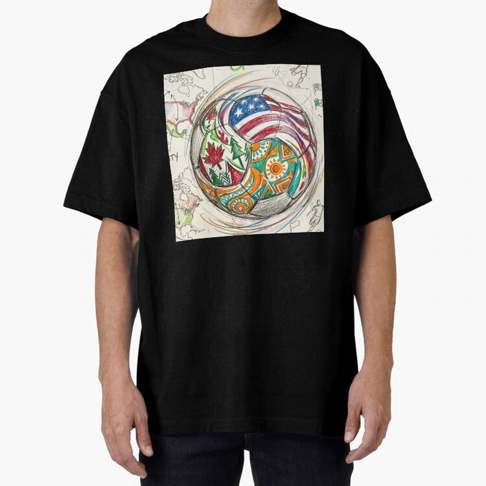 FIFA 2026 World Cup Unity Ball - Hand-Drawn Host Nations Art Classic T-Shirt Remember the FIFA World Cup 2026 USA Canada Mexico Journey through Neymar, Haaland and Cristiano Ronaldo Highlights, Argentina and Brazil Pride, Worldwide Fan Energy,