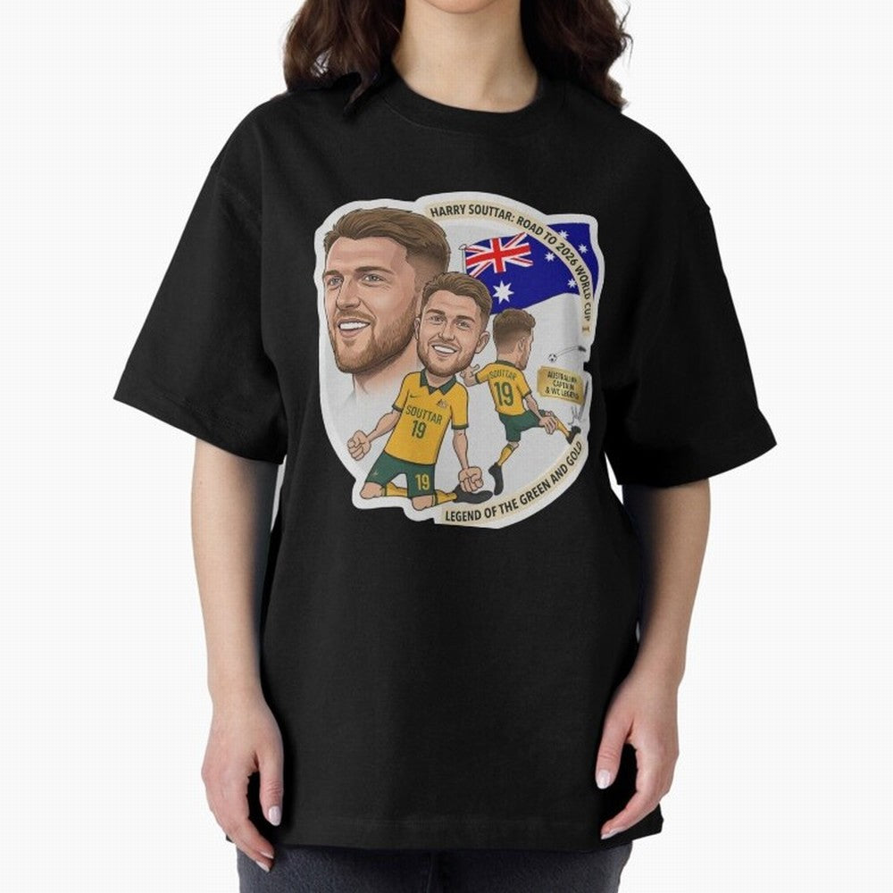 Harry Souttar Australia Football Legend Cartoon Illustration Classic T-Shirt Turn Up for Global Football Passion for FIFA World Cup 2026 USA Canada Mexico, Connected to Messi, England, France and Netherlands, Tournament Hype, Historic Matchups,
