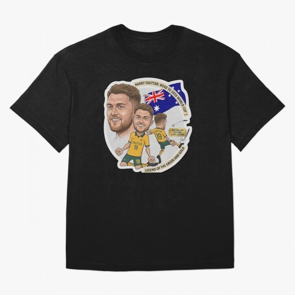 Harry Souttar Australia Football Legend Cartoon Illustration Classic T-Shirt Turn Up for Global Football Passion for FIFA World Cup 2026 USA Canada Mexico, Connected to Messi, England, France and Netherlands, Tournament Hype, Historic Matchups,