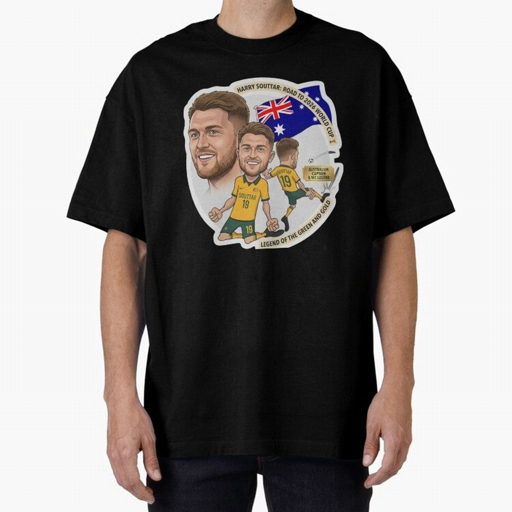 Harry Souttar Australia Football Legend Cartoon Illustration Classic T-Shirt Turn Up for Global Football Passion for FIFA World Cup 2026 USA Canada Mexico, Connected to Messi, England, France and Netherlands, Tournament Hype, Historic Matchups,