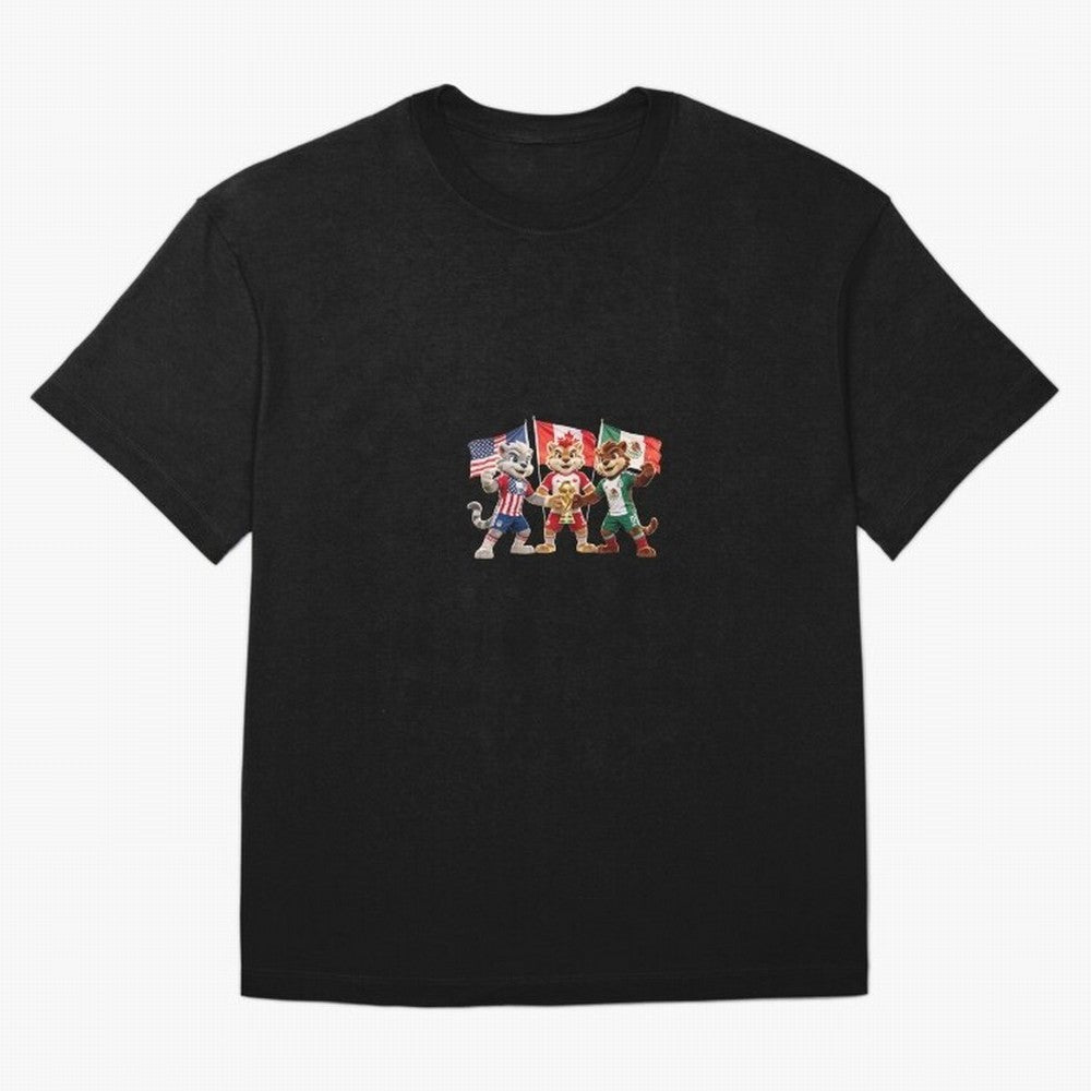 World Cup 2026 Host Nations Mascots - USA Canada Mexico Soccer Champions Classic T-Shirt Celebrate Soccer Greatness during the FIFA World Cup 2026 Group Stage Journey through Mbappe and Neymar Highlights, Brazil, Portugal and Argentina Pride,