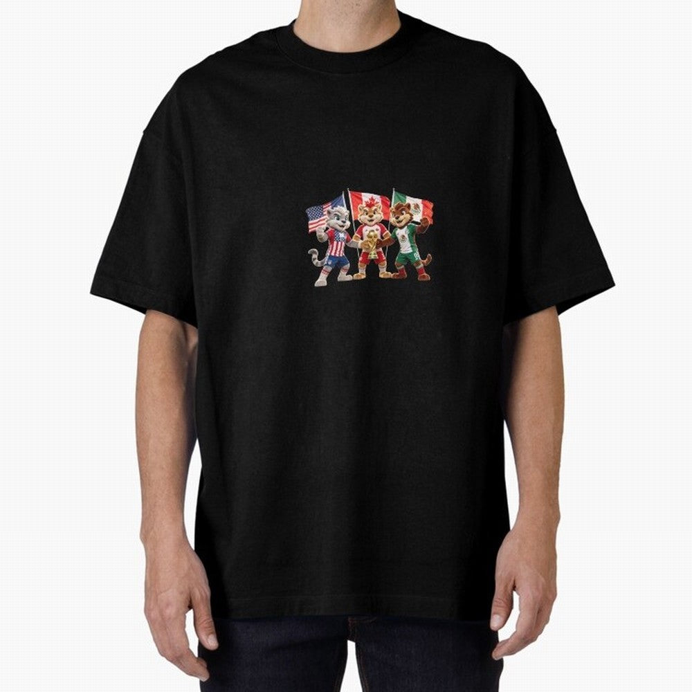 World Cup 2026 Host Nations Mascots - USA Canada Mexico Soccer Champions Classic T-Shirt Celebrate Soccer Greatness during the FIFA World Cup 2026 Group Stage Journey through Mbappe and Neymar Highlights, Brazil, Portugal and Argentina Pride,