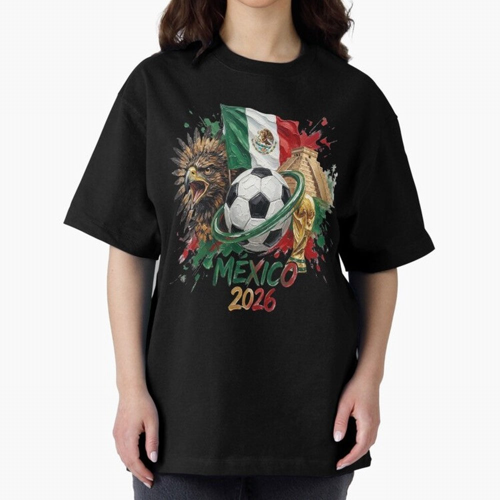 Mexico World Cup 2026 Oversized T-Shirt Join FIFA World Cup 2026 Group Stage for Fans of Messi and Cristiano Ronaldo and Argentina, Bringing Classic Soccer Heritage, Championship Pressure, Fan Loyalty and International Pride; Perfect for Supporters