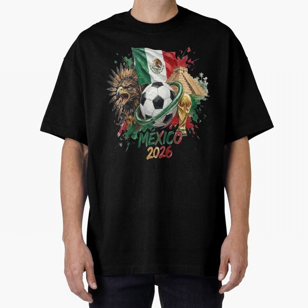 Mexico World Cup 2026 Oversized T-Shirt Join FIFA World Cup 2026 Group Stage for Fans of Messi and Cristiano Ronaldo and Argentina, Bringing Classic Soccer Heritage, Championship Pressure, Fan Loyalty and International Pride; Perfect for Supporters