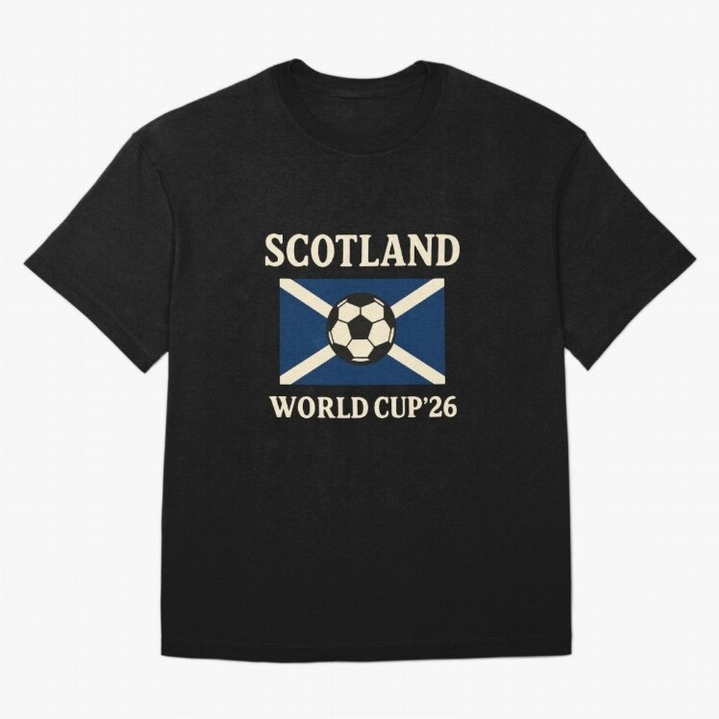 Scotland World Cup 2026 Oversized T-Shirt Stand with Match Day Hype around FIFA World Cup 2026, Haaland and Mbappe, Brazil, Portugal and Argentina, Tournament Hype, Historic Matchups, Family Viewing Parties and Global Sports Pride; Ideal for Fans