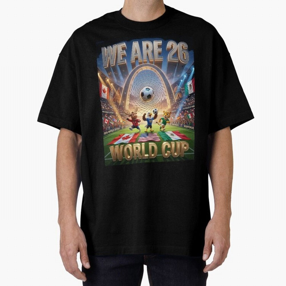 World cup 2026 Oversized T-Shirt Capture Stadium Memories from Match Day Hype around FIFA World Cup 2026 Group Stage, Messi, CR7 and Mbappe, Germany, Global Supporter Spirit, Legendary Goals, National Colors and Tournament Celebration; Great for