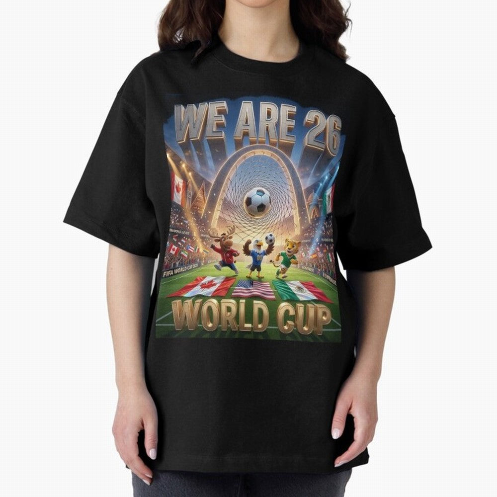 World cup 2026 Oversized T-Shirt Capture Stadium Memories from Match Day Hype around FIFA World Cup 2026 Group Stage, Messi, CR7 and Mbappe, Germany, Global Supporter Spirit, Legendary Goals, National Colors and Tournament Celebration; Great for