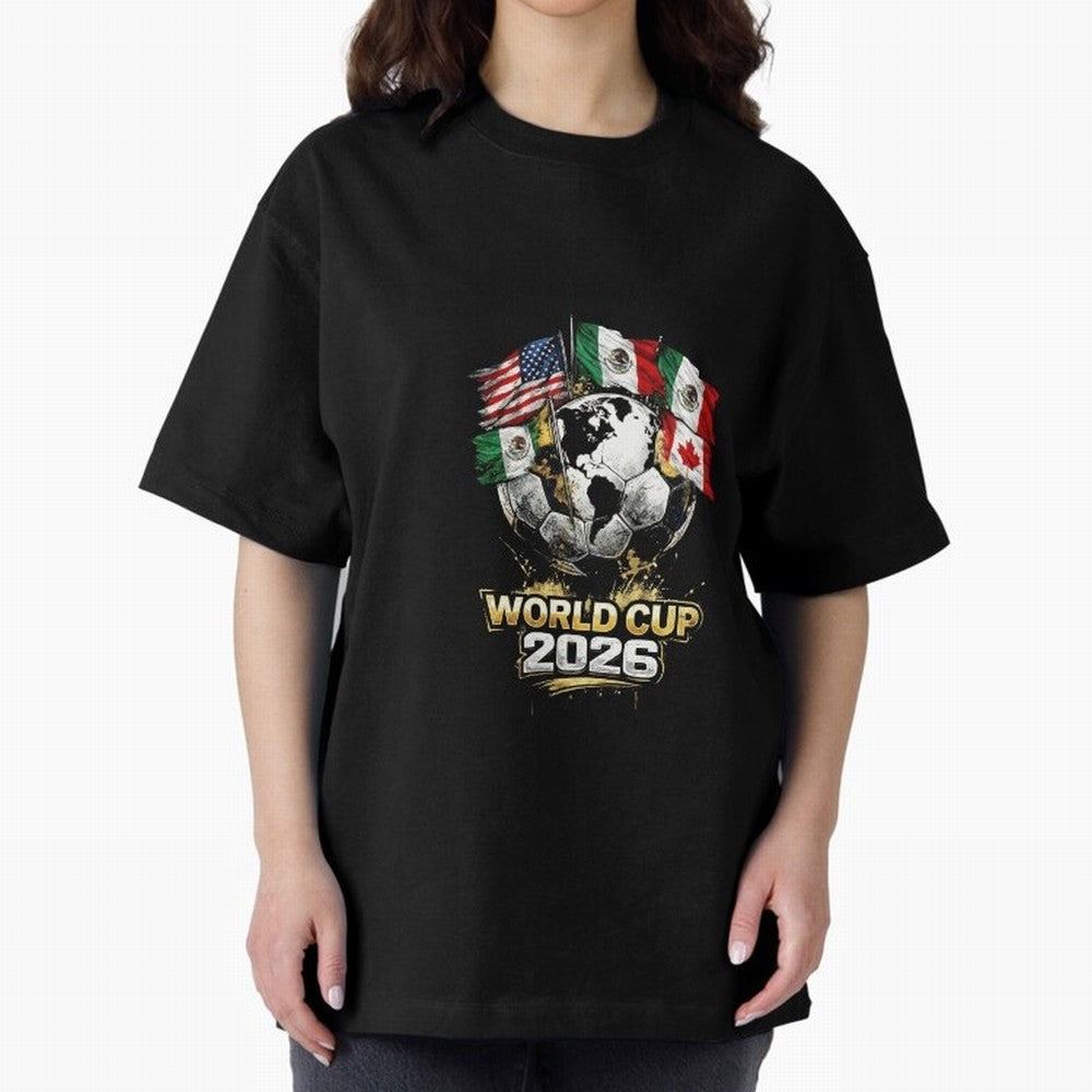 Fifa 2026 World Cup Flags Football Graphic Tee Oversized T-Shirt Follow the Final Road of FIFA World Cup 2026 Group Stage Spirit, Inspired by England, Messi, Neymar and Mbappe, Football History, Final Match Energy, Crowd Noise and Once in a