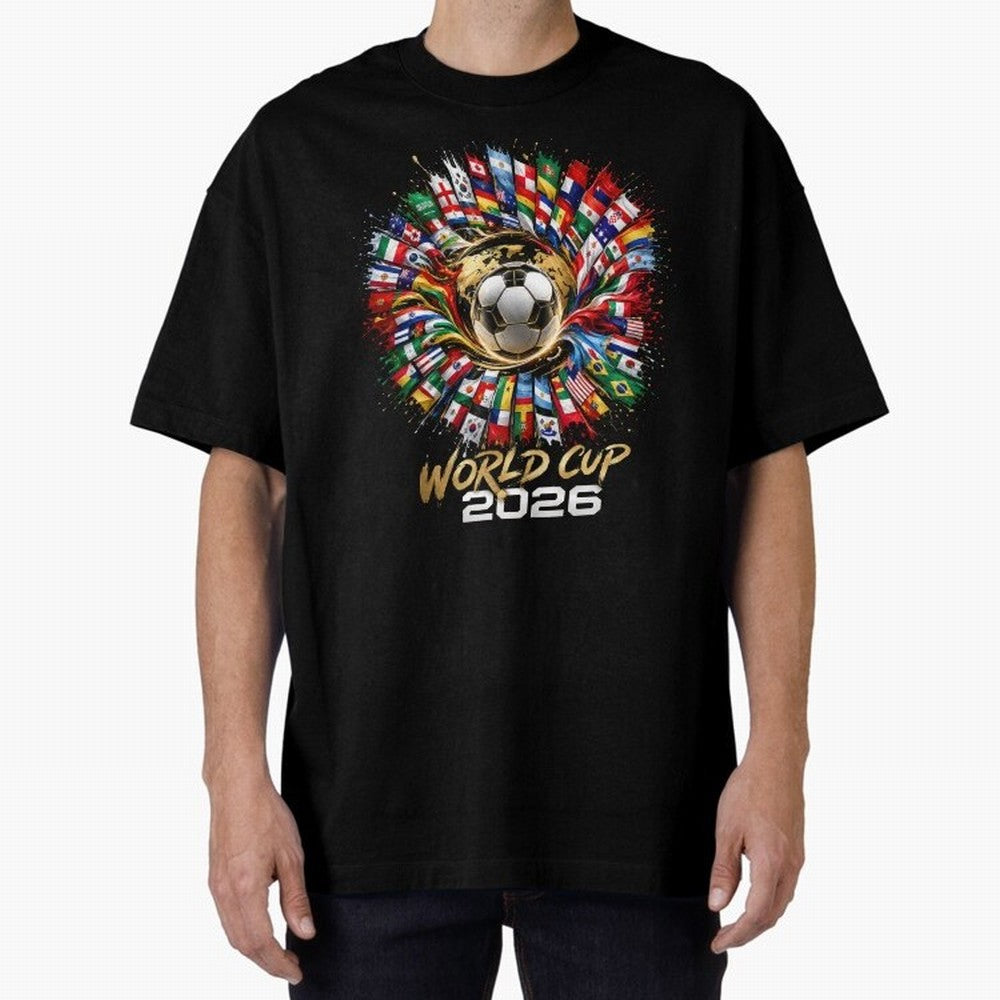 World Cup 2026 Flag Fusion Football T-Shirt Oversized T-Shirt Show Fan Pride Across FIFA World Cup 2026 for Fans of Haaland and Argentina, Bringing Supporter Pride, Iconic Celebrations, Legendary Names and Global Match Day Energy; Made for