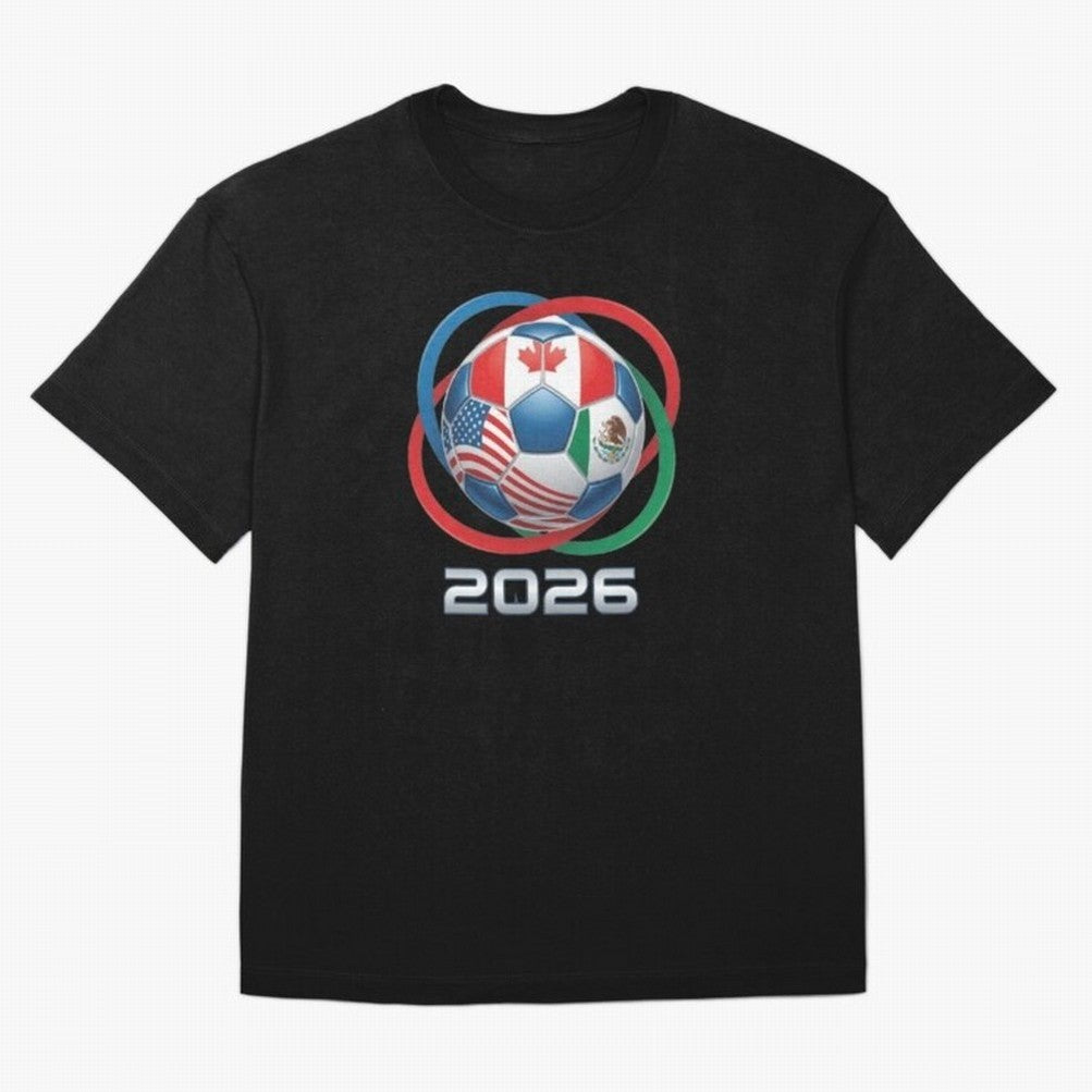 3D Realistic World Cup 2026 Soccer Ball with Rings Oversized T-Shirt Feel Global Football Passion for FIFA World Cup 2026, Connected to Messi, CR7 and Mbappe, England, France and Netherlands, Game Day Rituals, Football Legends, Country Pride and