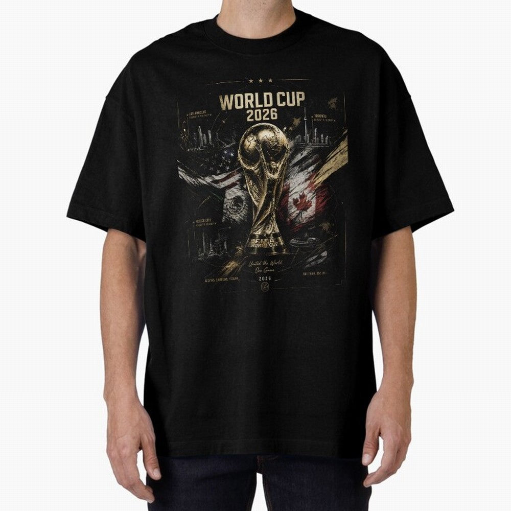 2026 FIFA World Cup Oversized T-Shirt Bring Match Day Fire to FIFA World Cup 2026 Filled with Haaland and Mbappe, England, France and Netherlands Energy, Sports Nostalgia, International Competition, Famous Players and Unforgettable Victories; Made