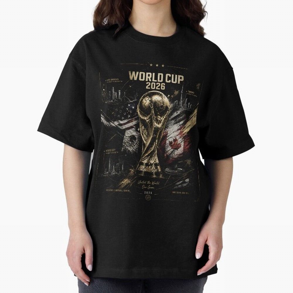2026 FIFA World Cup Oversized T-Shirt Bring Match Day Fire to FIFA World Cup 2026 Filled with Haaland and Mbappe, England, France and Netherlands Energy, Sports Nostalgia, International Competition, Famous Players and Unforgettable Victories; Made