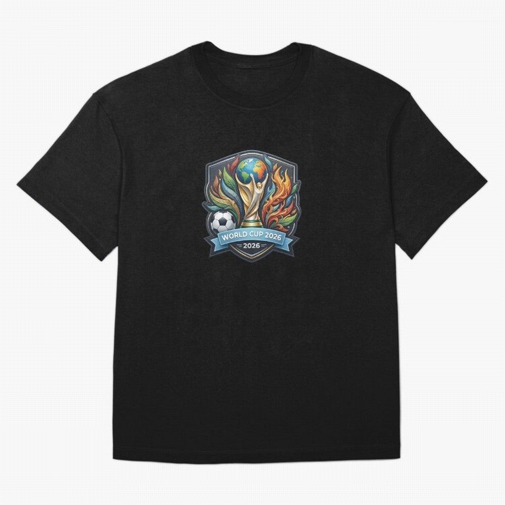 World Cup 2026 Football Crest - Retro Vintage Sticker Oversized T-Shirt Celebrate National Team Dreams in FIFA World Cup 2026 USA Canada Mexico for Fans of CR7 and Messi and Spain, Bringing Sports Nostalgia, International Competition, Famous