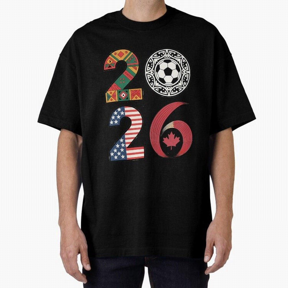 2026 Football Countries Design Usa Canada Mexico Inspired Oversized T-Shirt Celebrate Classic Football Spirit in FIFA World Cup 2026 for Fans of CR7 and England and Germany, Bringing Stadium Memories, Football Loyalty, International Chants and