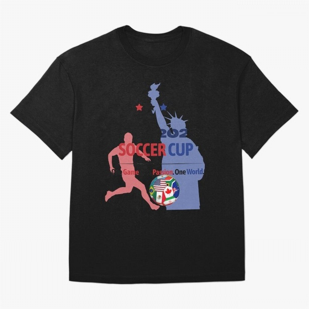 2026 Soccer Cup One Game One Passion One World Sports Fan Design Oversized T-Shirt Show Passion for the Stars of Global Football Passion for FIFA World Cup 2026 Group Stage, Connected to Neymar, England, France and Netherlands, Soccer Culture,