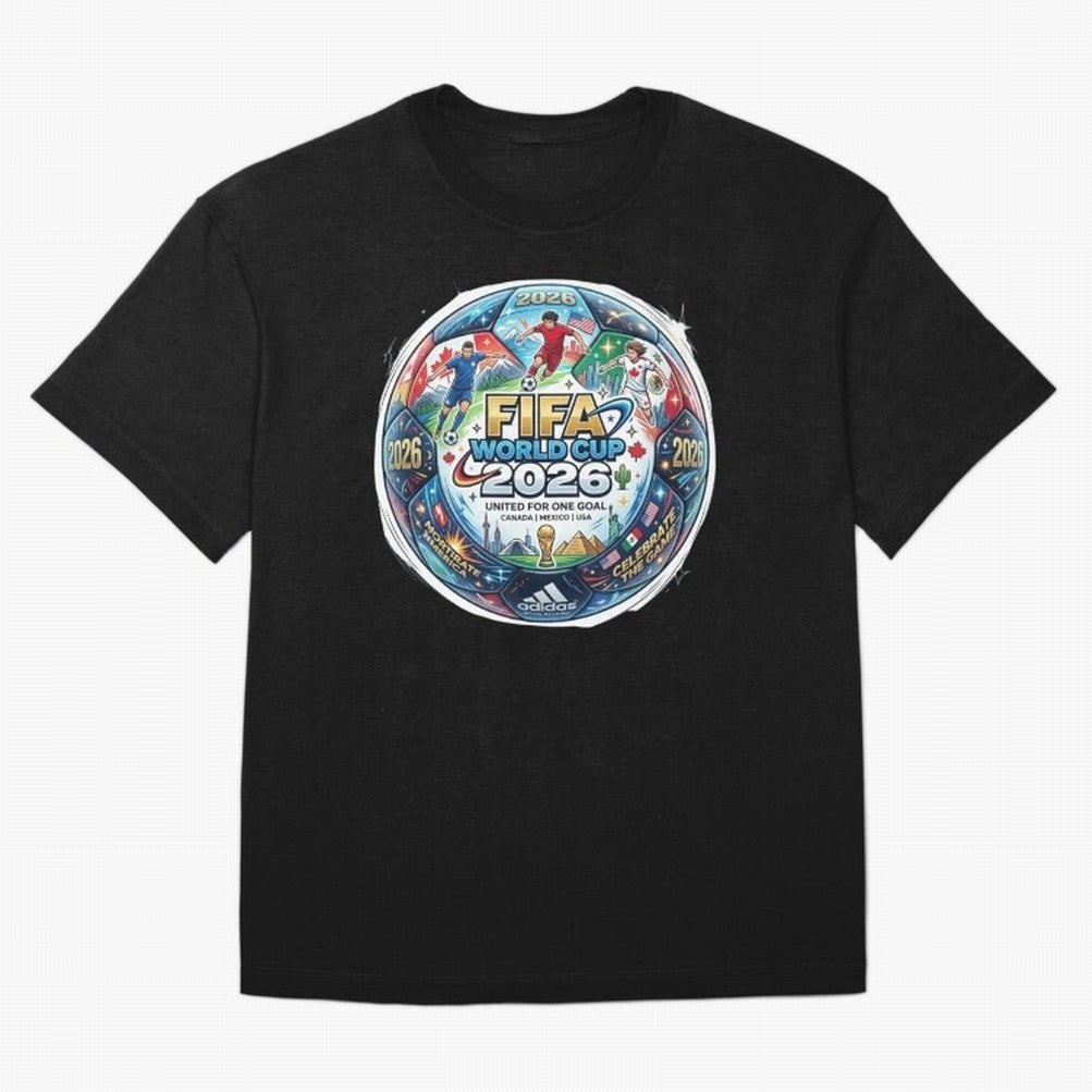 FIFA World Cup 2026 Official Match Ball Concept Art - Canada Mexico USA Oversized T-Shirt Feel the FIFA World Cup 2026 USA Canada Mexico Journey through Messi, Neymar and Mbappe Highlights, Argentina and Brazil Pride, Stadium Chants, National