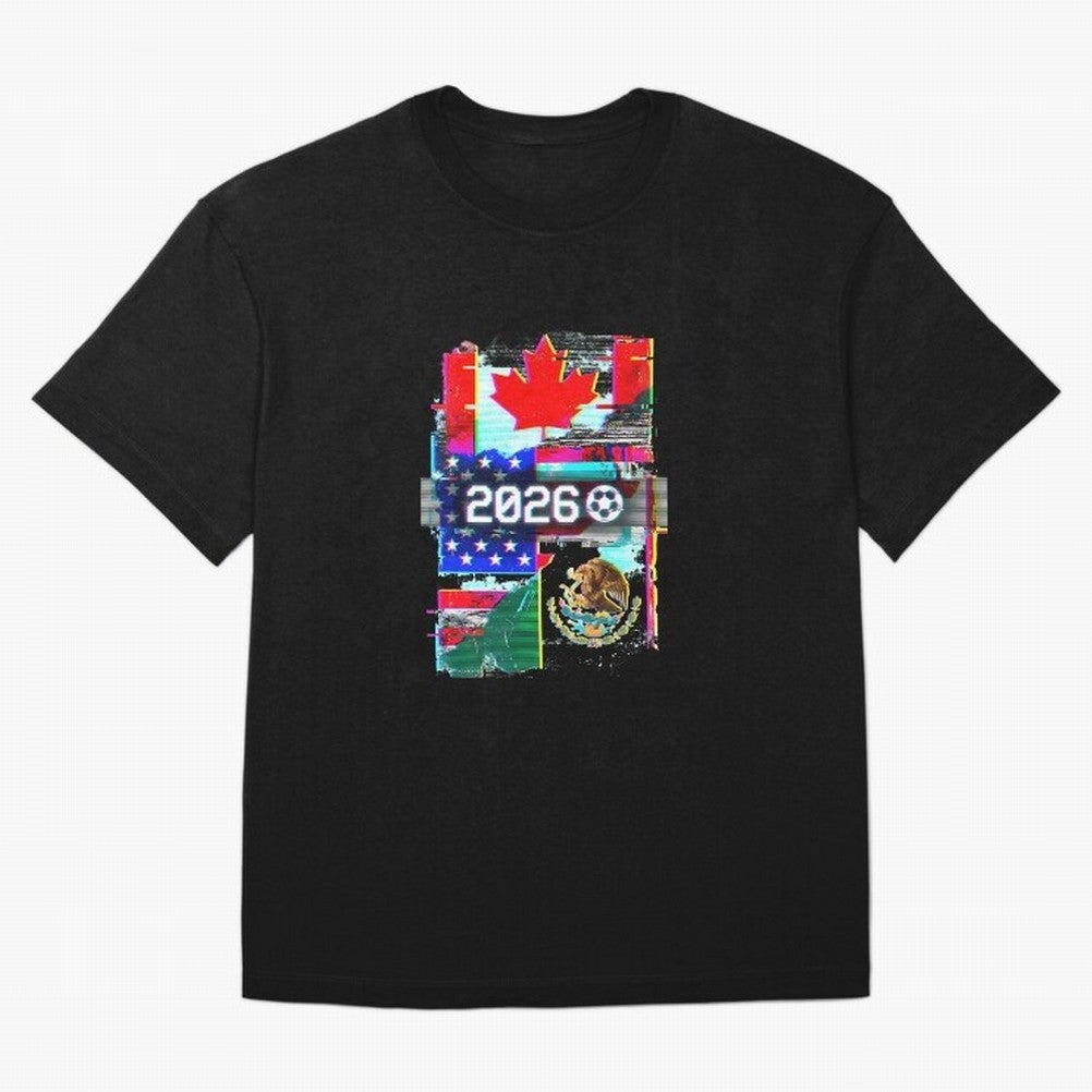 Glitched United 2026 - North America Tournament Emblem Oversized T-Shirt Feel the Trophy Chase of the FIFA World Cup 2026 Journey through Haaland Highlights, Brazil Pride, Football Passion, Legendary Performances, Festival Vibes and Supporter