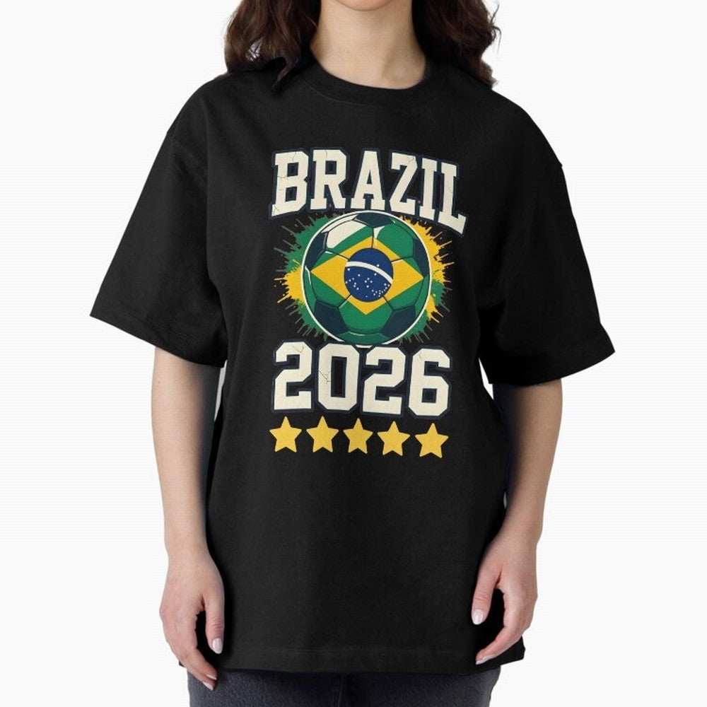 Brazil Soccer Football 2026 Oversized T-Shirt Back the Journey through the FIFA World Cup 2026 USA Canada Mexico Journey through Mbappe and Neymar Highlights, Argentina Pride, Supporter Pride, Iconic Celebrations, Legendary Names and Global Match