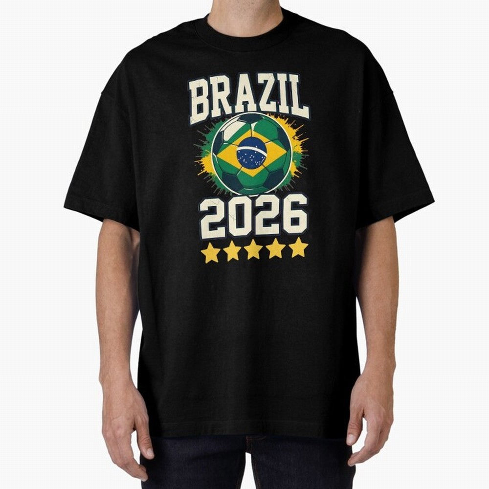Brazil Soccer Football 2026 Oversized T-Shirt Back the Journey through the FIFA World Cup 2026 USA Canada Mexico Journey through Mbappe and Neymar Highlights, Argentina Pride, Supporter Pride, Iconic Celebrations, Legendary Names and Global Match