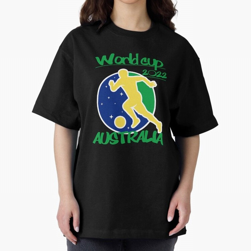 Australia World Cup 2022 Oversized T-Shirt Join Match Day Hype around FIFA World Cup 2026, Messi and Cristiano Ronaldo, Brazil, Sports Nostalgia, International Competition, Famous Players and Unforgettable Victories; Perfect for Fans, Collectors,
