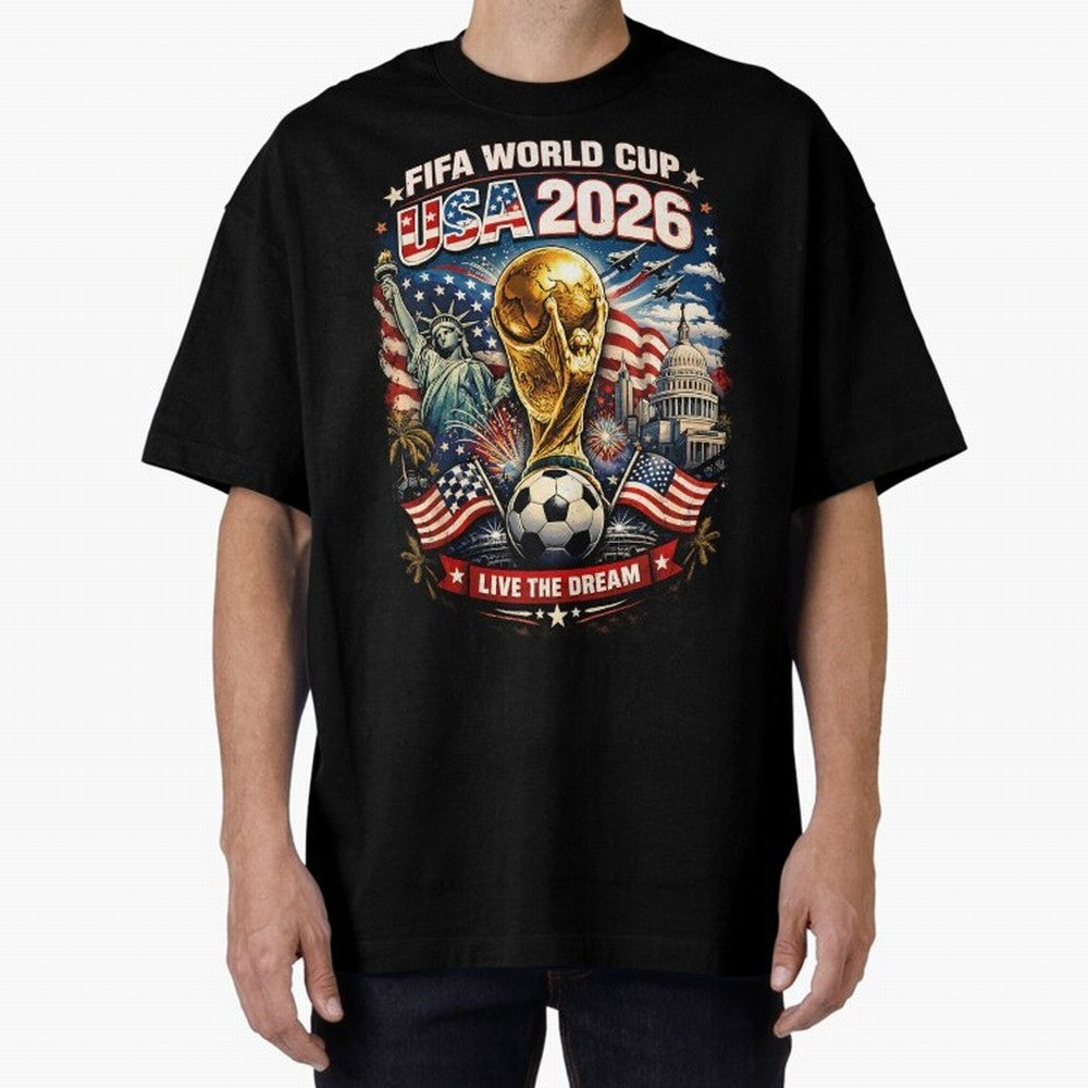 Fifa World Cup USA 2026 Colour Oversized T-Shirt Show Championship Spirit for FIFA World Cup 2026 USA Canada Mexico Spirit, Centered on Argentina and Brazil, Messi, Neymar and Mbappe, Soccer Culture, Superstar Moments, National Team Dreams and