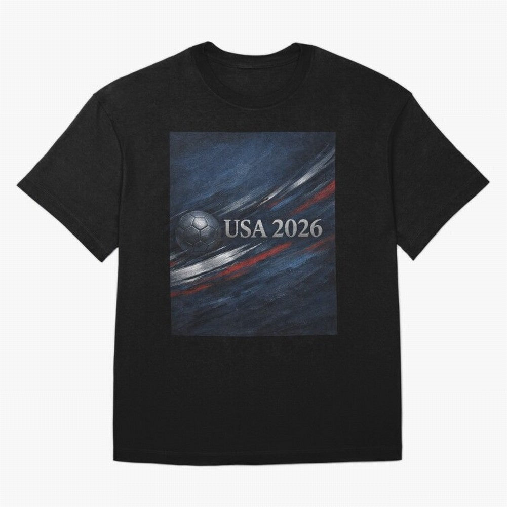 USA 2026 Soccer Design Inspired Oversized T-Shirt Remember Global Football Passion for FIFA World Cup 2026 USA Canada Mexico, with Cristiano Ronaldo, Spain and Netherlands, Football Passion, Legendary Performances, Festival Vibes and Supporter