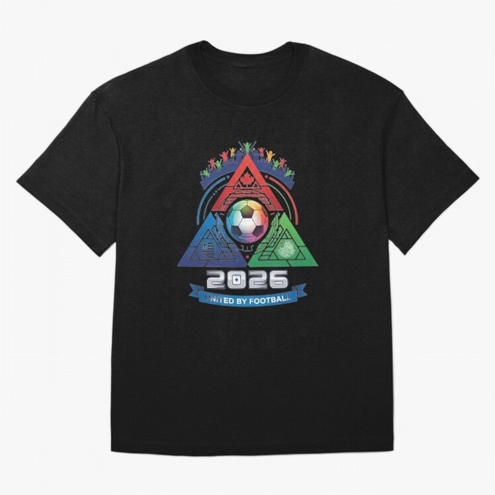 Triangular United By Football World Cup 2026 Emblem Oversized T-Shirt Relive Match Day Hype around FIFA World Cup 2026 USA Canada Mexico, Neymar, France, Tournament Hype, Historic Matchups, Family Viewing Parties and Global Sports Pride; Created
