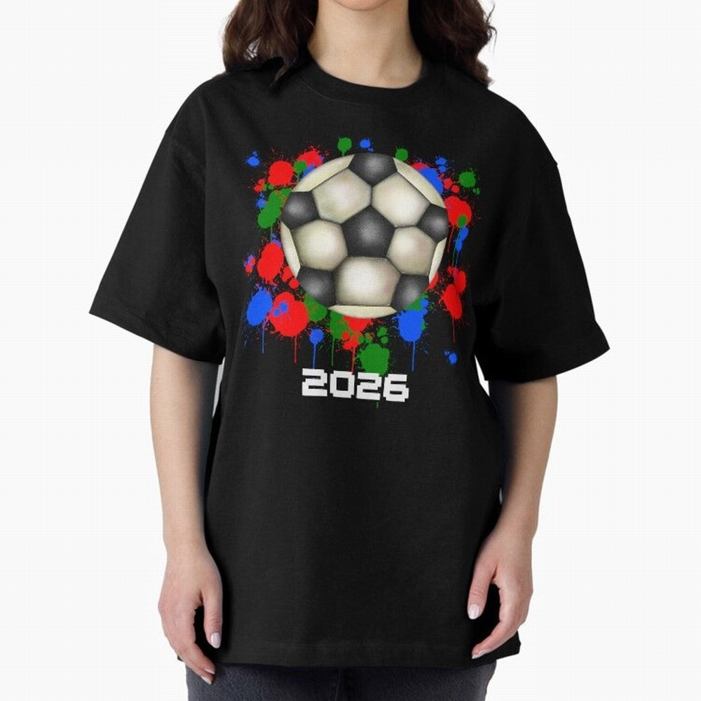 Football 2026 Oversized T-Shirt Show Match Day Excitement for FIFA World Cup 2026 Group Stage Capturing Messi and Cristiano Ronaldo, Portugal, Spain and Germany Energy, Global Supporter Spirit, Legendary Goals, National Colors and Tournament
