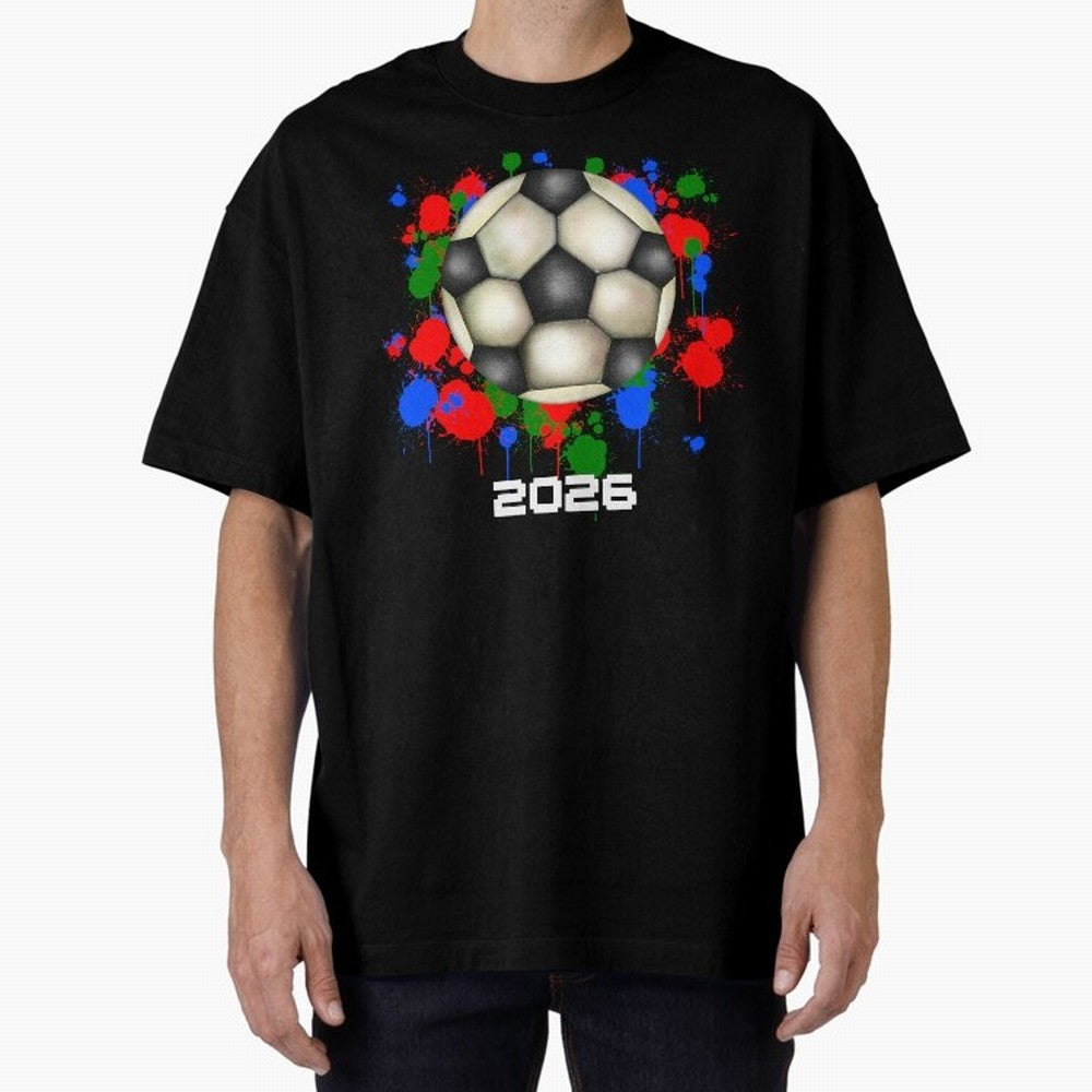 Football 2026 Oversized T-Shirt Show Match Day Excitement for FIFA World Cup 2026 Group Stage Capturing Messi and Cristiano Ronaldo, Portugal, Spain and Germany Energy, Global Supporter Spirit, Legendary Goals, National Colors and Tournament