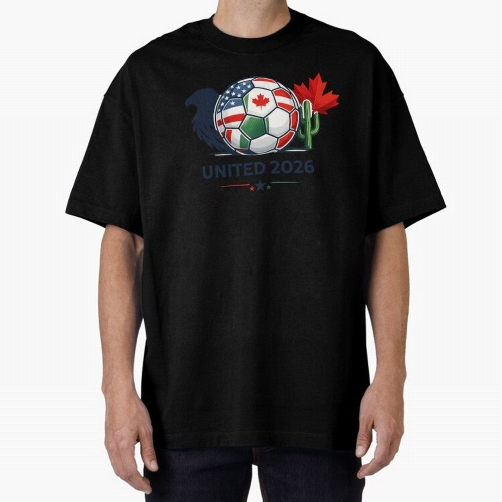 World Cup 2026 United Soccer Design Oversized T-Shirt Treasure FIFA World Cup 2026 Group Stage Spirit, Connected to Brazil, Portugal and Argentina, Neymar, Sports Nostalgia, International Competition, Famous Players and Unforgettable Victories;