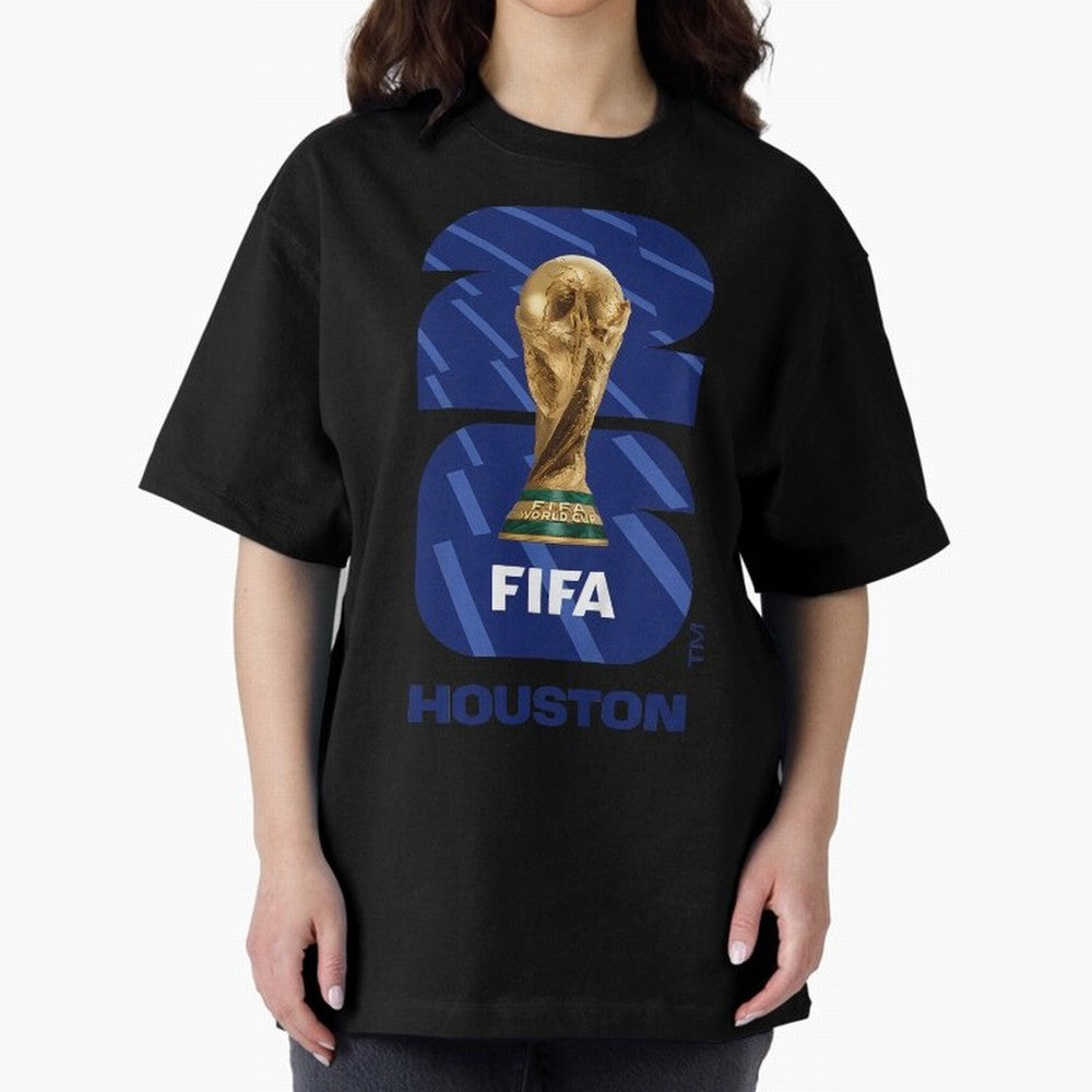 World Cup26 Houston Trophy Oversized T-Shirt Fuel the Hype around FIFA World Cup 2026 Spirit, Celebrating Germany, Mbappe, Football Passion, Legendary Performances, Festival Vibes and Supporter Community; Ideal for Fans Who Follow Messi, Cristiano