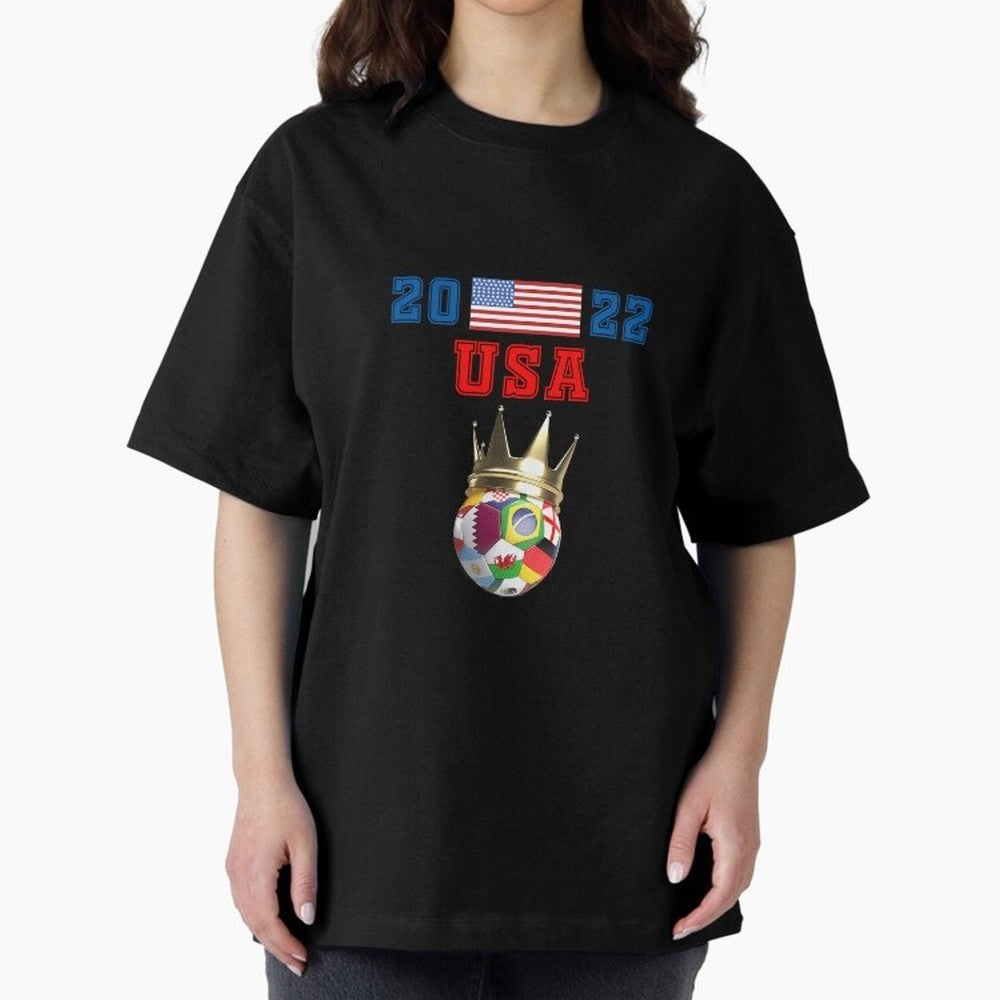 Usa World Cup Jersey 2022 Oversized T-Shirt Support Your Favorite Stars during FIFA World Cup 2026 USA Canada Mexico for Fans of Mbappe and England, Bringing Classic Soccer Heritage, Championship Pressure, Fan Loyalty and International Pride;