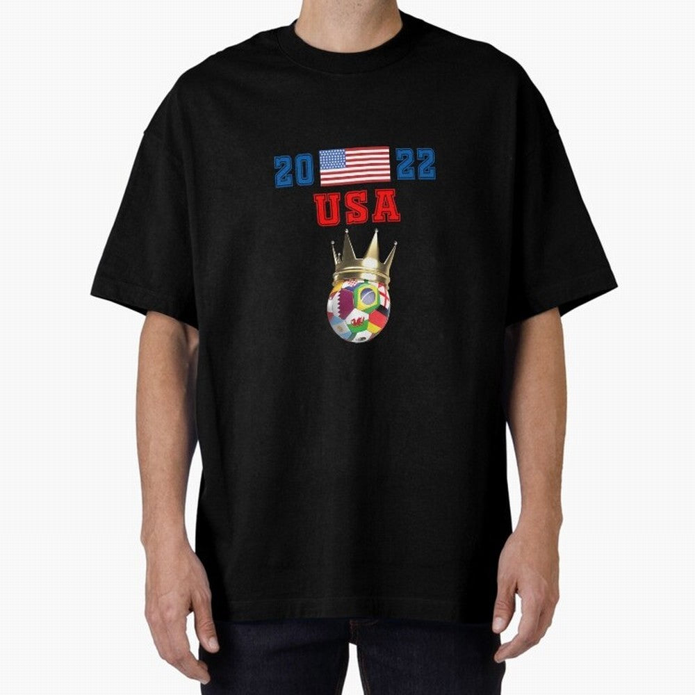 Usa World Cup Jersey 2022 Oversized T-Shirt Support Your Favorite Stars during FIFA World Cup 2026 USA Canada Mexico for Fans of Mbappe and England, Bringing Classic Soccer Heritage, Championship Pressure, Fan Loyalty and International Pride;